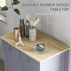 Buffet commode à 2 portes et 2 tiroirs – Noir vieilli / Brun rustique / Blanc / Gris
