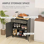 Buffet commode à 2 portes et 2 tiroirs – Noir vieilli / Brun rustique / Blanc / Gris