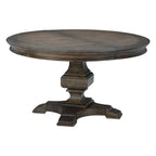 Table à manger ronde extensible, style traditionnel, en brun Java, 6 places.