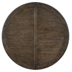 Table à manger ronde extensible, style traditionnel, en brun Java, 6 places.