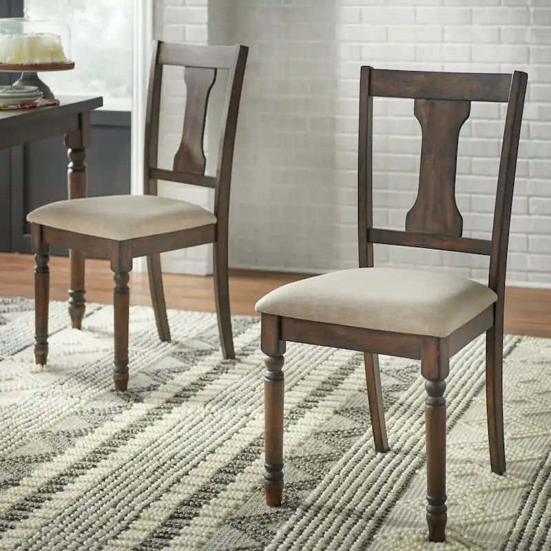 Chaise de salle à manger de ferme avec coussin, gris patiné / marron rustique / bois flotté, lot de 2