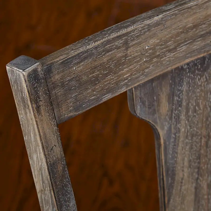 Chaise de salle à manger de ferme avec coussin, gris patiné / marron rustique / bois flotté, lot de 2