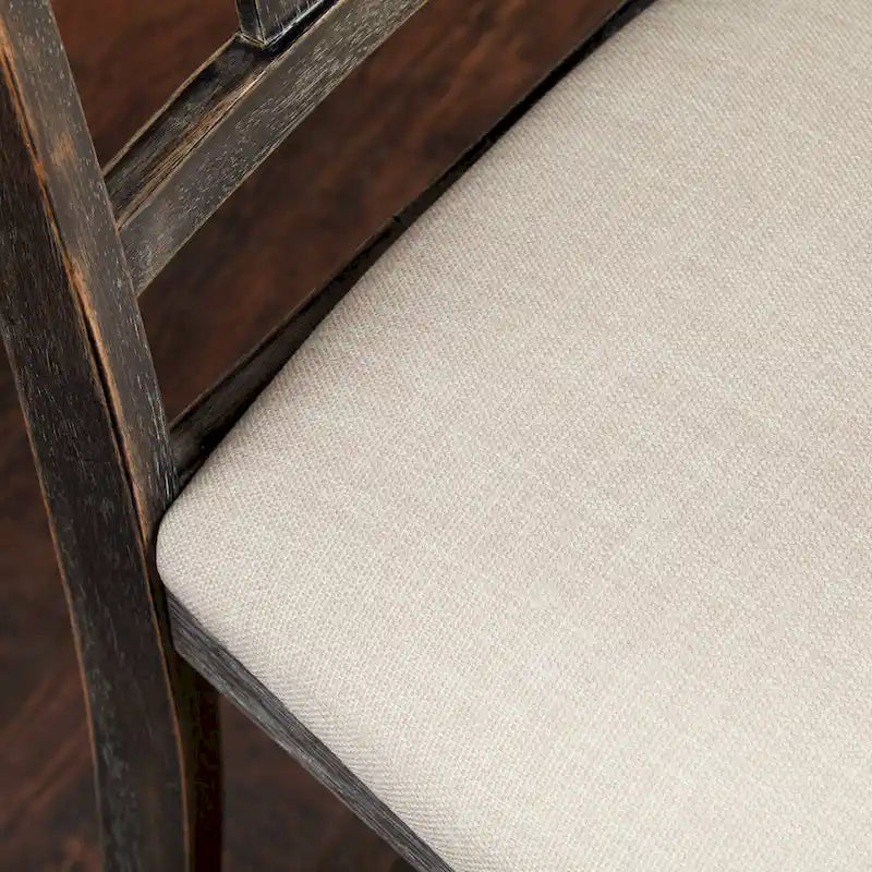 Chaise de salle à manger de ferme avec coussin, gris patiné / marron rustique / bois flotté, lot de 2