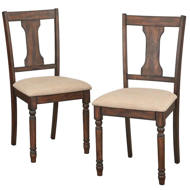 Chaise de salle à manger de ferme avec coussin, gris patiné / marron rustique / bois flotté, lot de 2