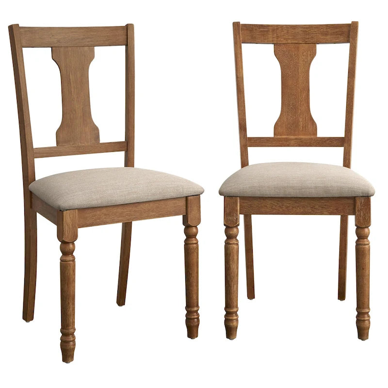 Chaise de salle à manger de ferme avec coussin, gris patiné / marron rustique / bois flotté, lot de 2