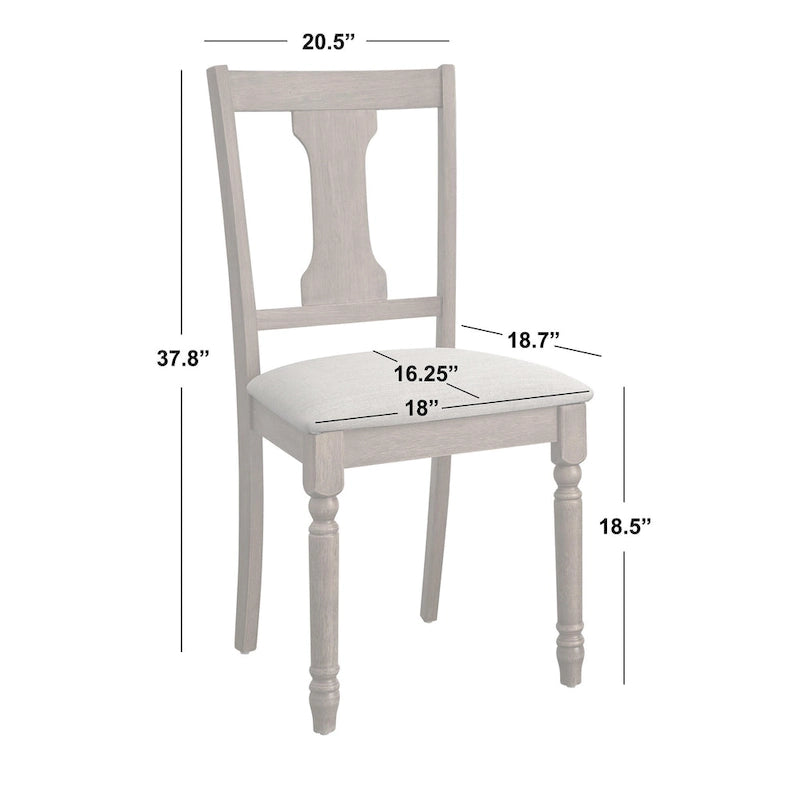 Chaise de salle à manger de ferme avec coussin, gris patiné / marron rustique / bois flotté, lot de 2