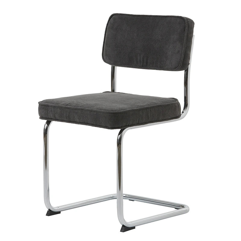 Chaise de salle à manger en velours côtelé moutarde / gris / vert, style rétro, lot de 2