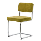 Chaise de salle à manger en velours côtelé moutarde / gris / vert, style rétro, lot de 2
