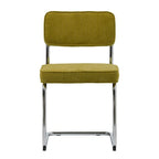 Chaise de salle à manger en velours côtelé moutarde / gris / vert, style rétro, lot de 2