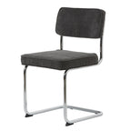 Chaise de salle à manger en velours côtelé moutarde / gris / vert, style rétro, lot de 2
