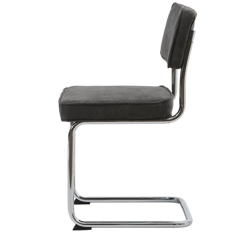 Chaise de salle à manger en velours côtelé moutarde / gris / vert, style rétro, lot de 2