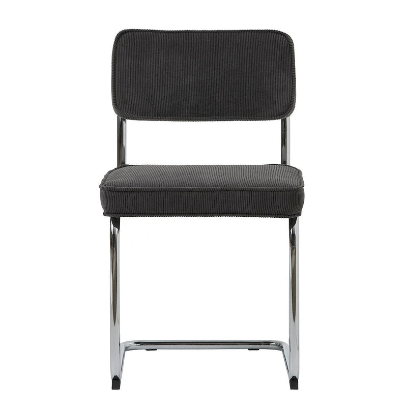Chaise de salle à manger en velours côtelé moutarde / gris / vert, style rétro, lot de 2