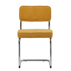 Chaise de salle à manger en velours côtelé moutarde / gris / vert, style rétro, lot de 2