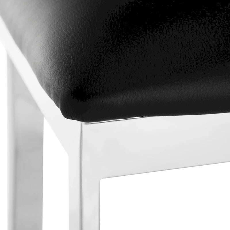 Tabouret de bar 30" avec dossier croisé - Chrome/PU noir et Chrome/PU blanc - Siège unique