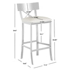 Tabouret de bar 30" avec dossier croisé - Chrome/PU noir et Chrome/PU blanc - Siège unique