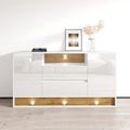 Buffet moderne 63" blanc/chêne et noir/chêne avec éclairage LED