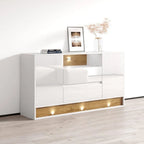 Buffet moderne 63" blanc/chêne et noir/chêne avec éclairage LED