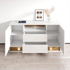 Buffet moderne 63" blanc/chêne et noir/chêne avec éclairage LED