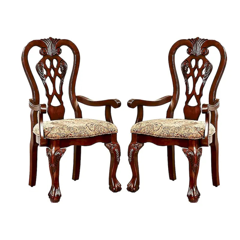 Fauteuil en tissu marron cerise, style traditionnel, lot de 2