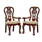 Fauteuil en tissu marron cerise, style traditionnel, lot de 2