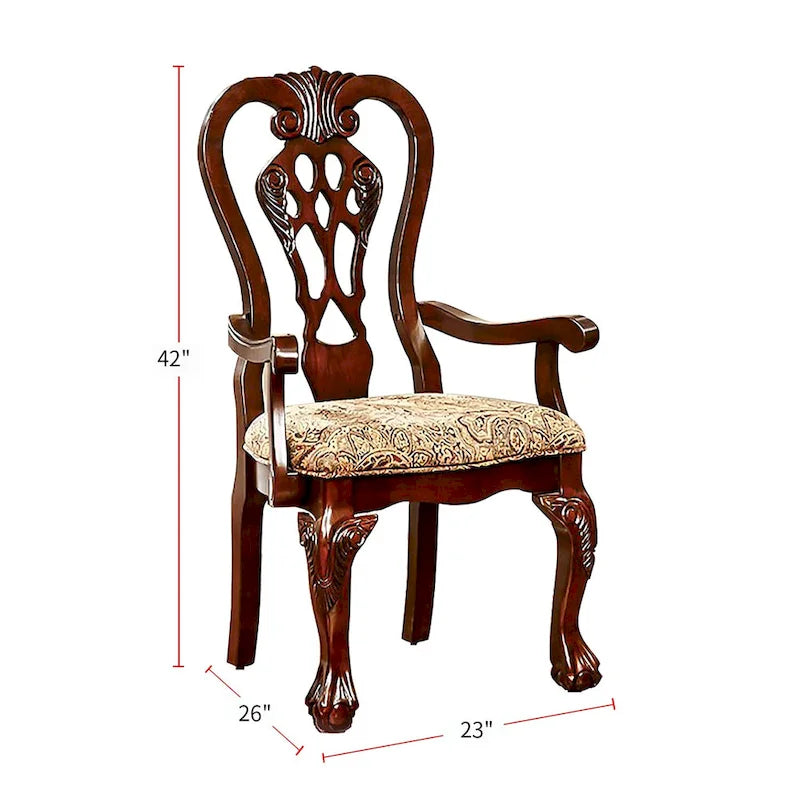Fauteuil en tissu marron cerise, style traditionnel, lot de 2