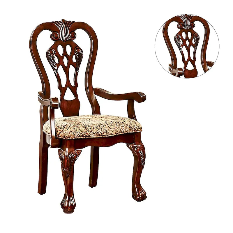 Fauteuil en tissu marron cerise, style traditionnel, lot de 2