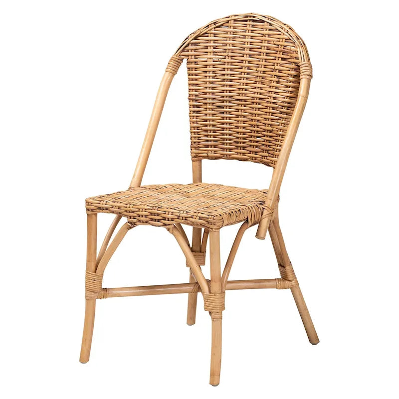 Chaise de salle à manger en rotin brun naturel, style bohème, 1 place