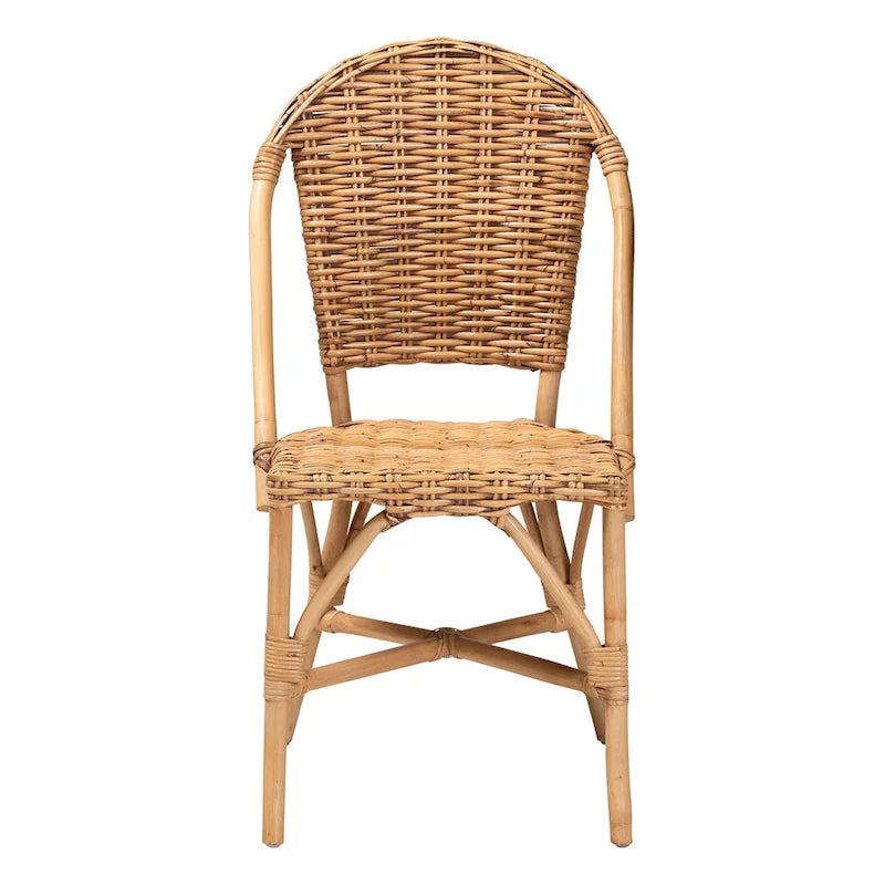 Chaise de salle à manger en rotin brun naturel, style bohème, 1 place