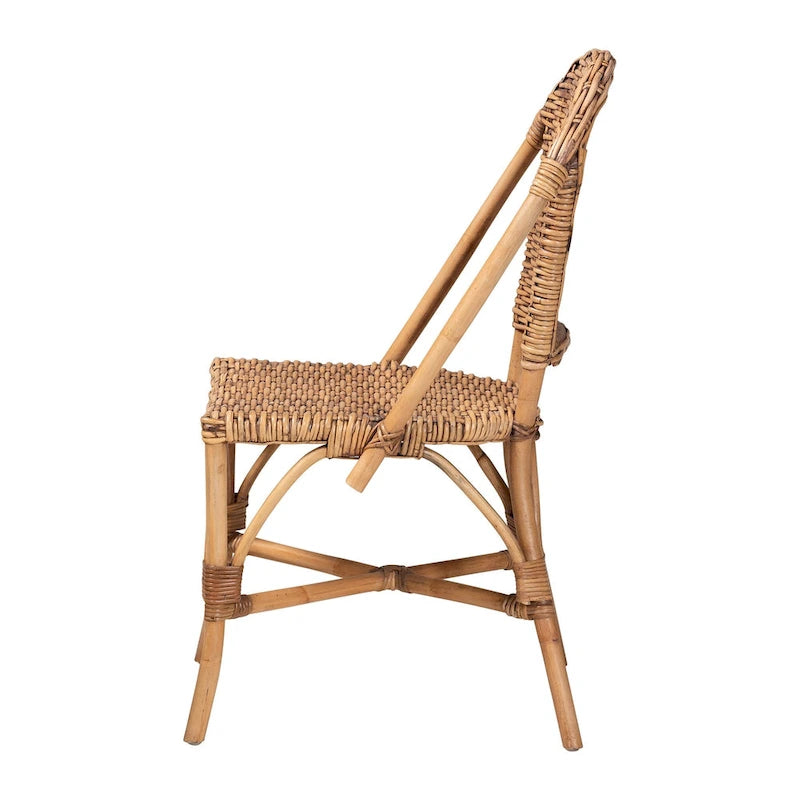 Chaise de salle à manger en rotin brun naturel, style bohème, 1 place