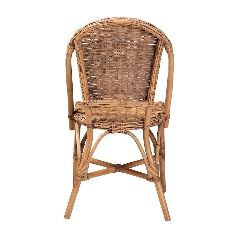 Chaise de salle à manger en rotin brun naturel, style bohème, 1 place