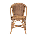 Chaise de salle à manger en rotin brun naturel, style bohème, 1 place