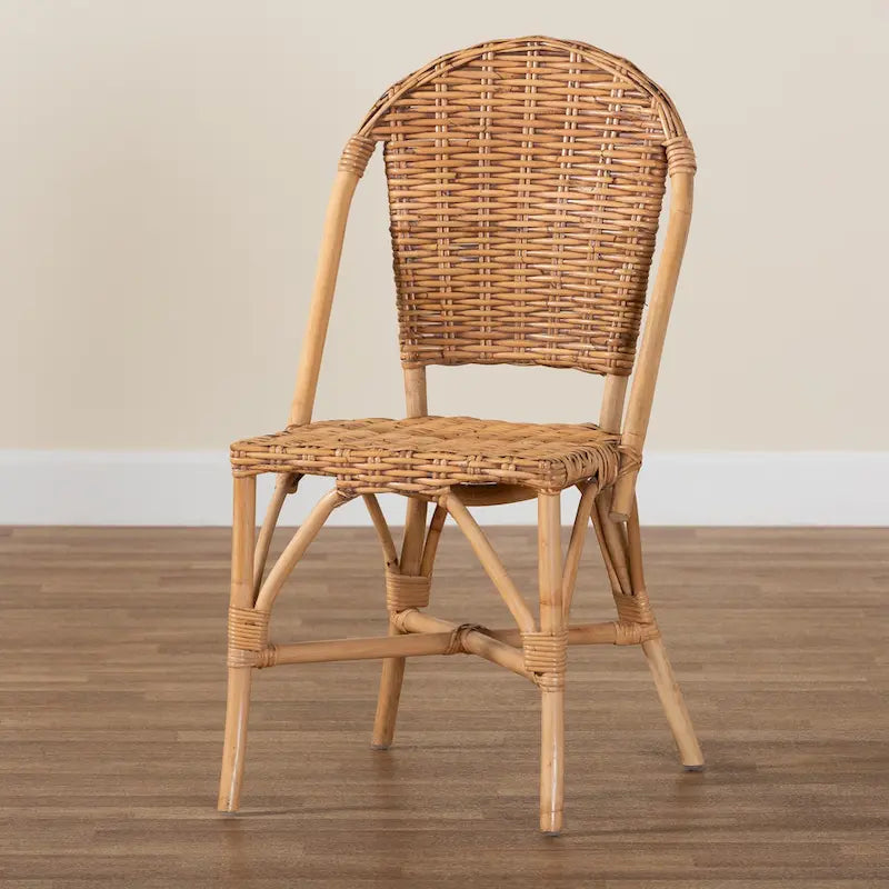 Chaise de salle à manger en rotin brun naturel, style bohème, 1 place