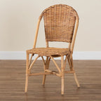 Chaise de salle à manger en rotin brun naturel, style bohème, 1 place