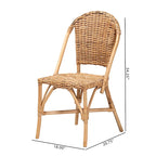 Chaise de salle à manger en rotin brun naturel, style bohème, 1 place