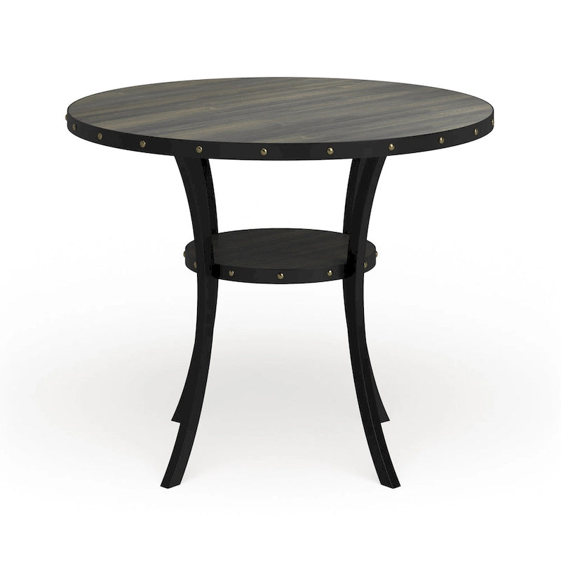Table de salle à manger ronde à hauteur de comptoir, marron, pour 4 à 6 personnes