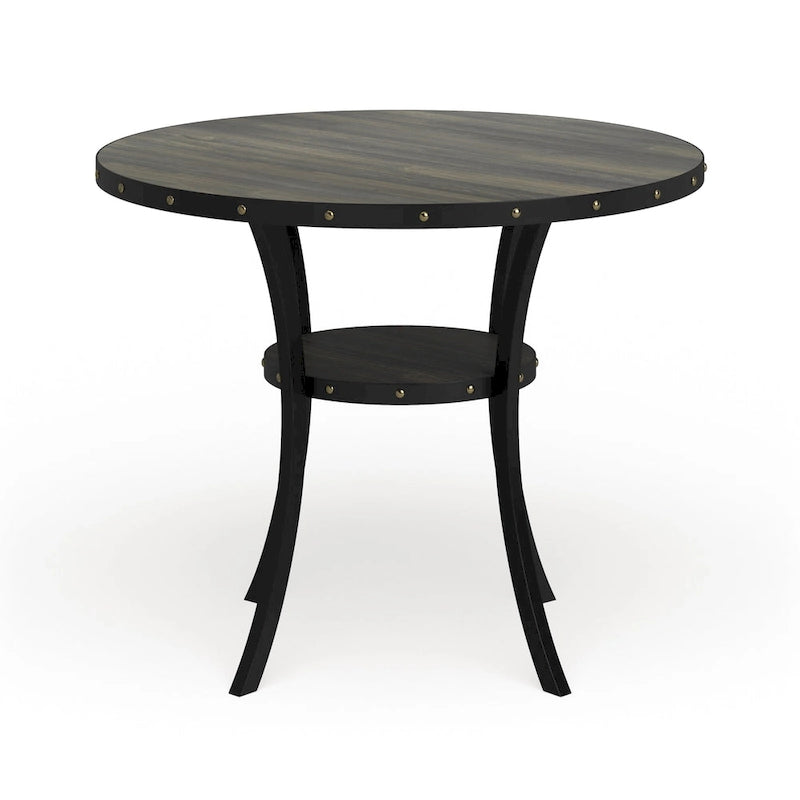 Table de salle à manger ronde à hauteur de comptoir, marron, pour 4 à 6 personnes