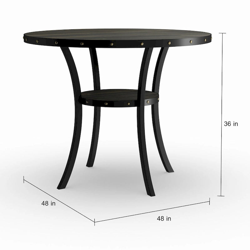 Table de salle à manger ronde à hauteur de comptoir, marron, pour 4 à 6 personnes