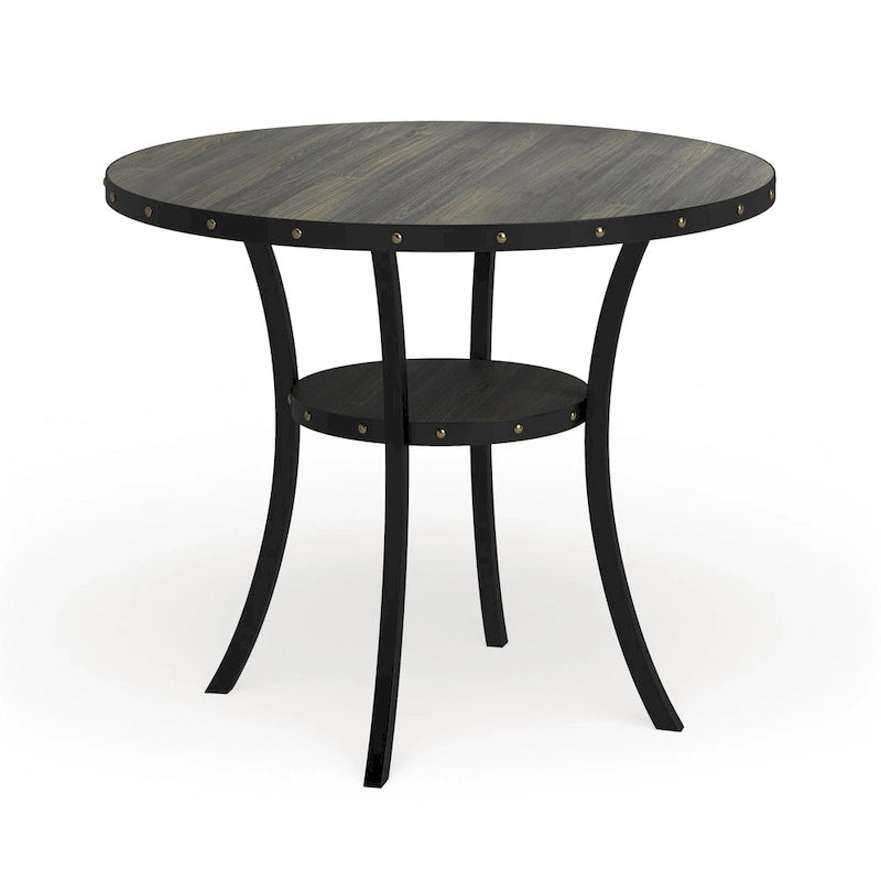 Table de salle à manger ronde à hauteur de comptoir, marron, pour 4 à 6 personnes