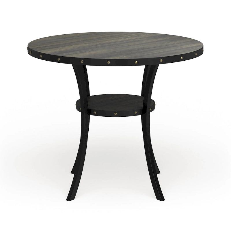 Table de salle à manger ronde à hauteur de comptoir, marron, pour 4 à 6 personnes