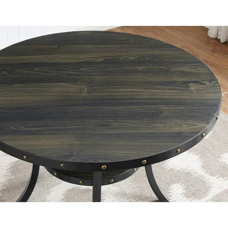 Table de salle à manger ronde à hauteur de comptoir, marron, pour 4 à 6 personnes