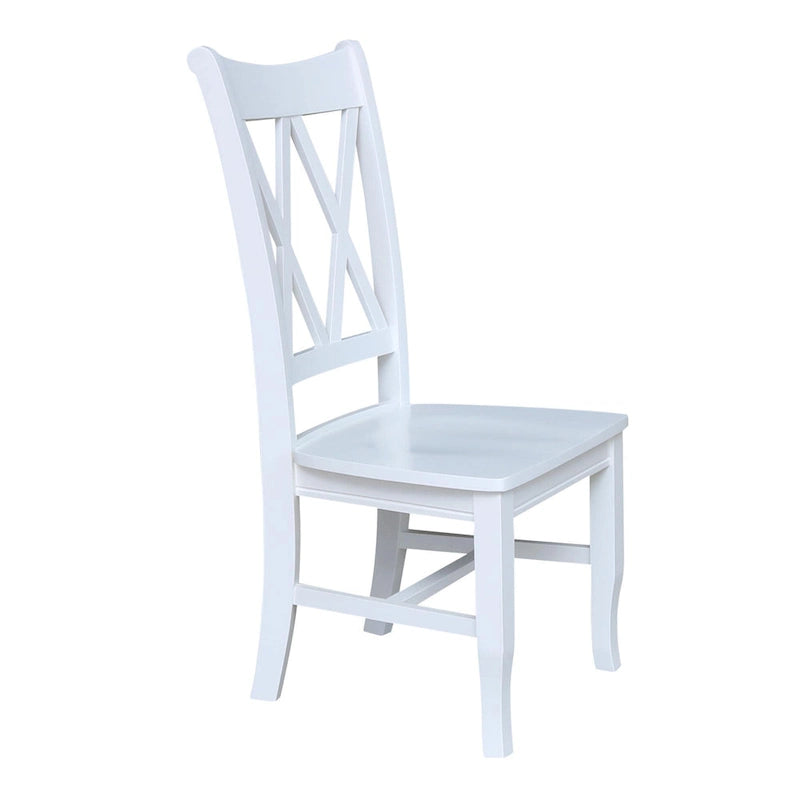 Chaise de salle à manger en bois massif avec double dossier en X – Lot de 2 (2 places)