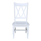 Chaise de salle à manger en bois massif avec double dossier en X – Lot de 2 (2 places)