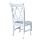 Chaise de salle à manger en bois massif avec double dossier en X – Lot de 2 (2 places)