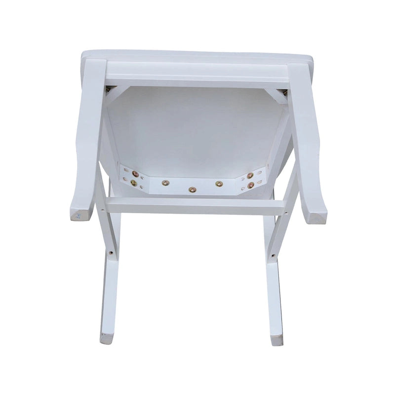 Chaise de salle à manger en bois massif avec double dossier en X – Lot de 2 (2 places)