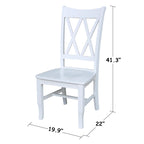 Chaise de salle à manger en bois massif avec double dossier en X – Lot de 2 (2 places)