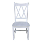 Chaise de salle à manger en bois massif avec double dossier en X – Lot de 2 (2 places)