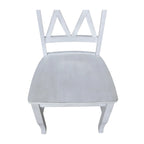 Chaise de salle à manger en bois massif avec double dossier en X – Lot de 2 (2 places)