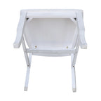 Chaise de salle à manger en bois massif avec double dossier en X – Lot de 2 (2 places)