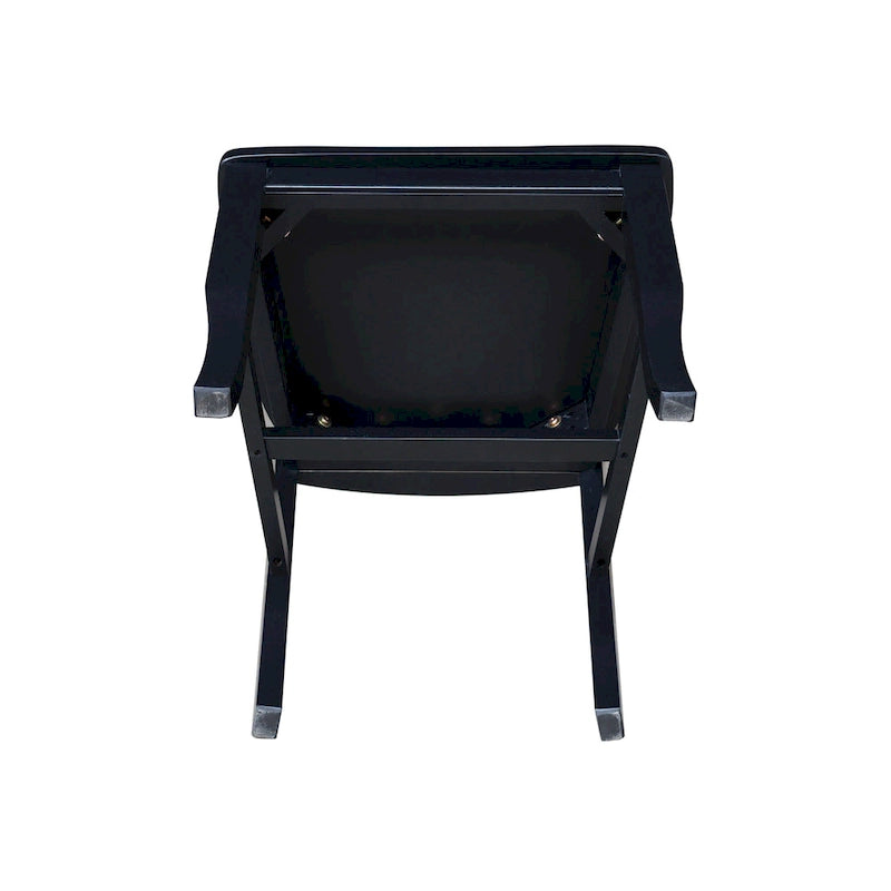 Chaise de salle à manger en bois massif avec double dossier en X – Lot de 2 (2 places)