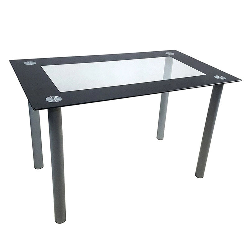 Table à manger en verre trempé noir pour 4 personnes